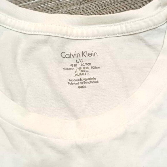 Calvin Klein White Plain Large Slim-Fit Crew-Neck Cotton T-Shirt - Picture 5 of 5